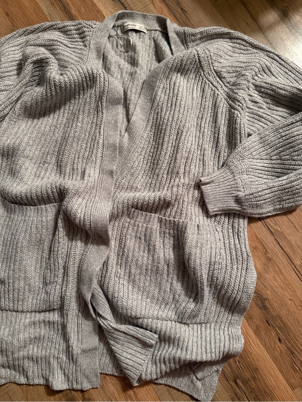 stradivarius Light Gray Ribbed Open Cardigan